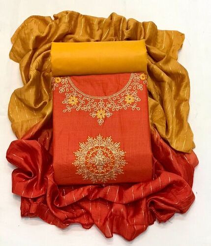 Nimisha Orange Cotton Dress Material
