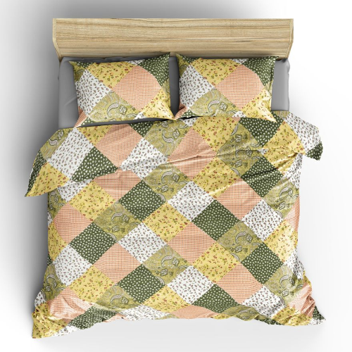 BLOCK PRINTED BEDSHEET WITH 2 PILLOW COVER