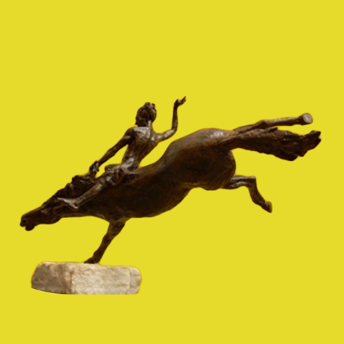 Metal Bronze Horse With Man Sculpture