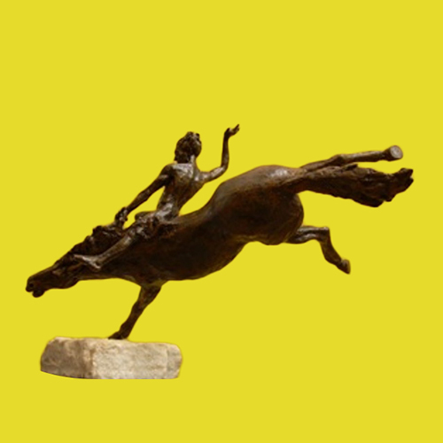 Bronze Horse With Man Sculpture