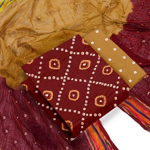 Gauri Maroon Cotton Dress Material