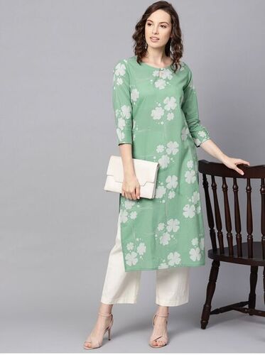 Washable Reena C-Green Cotton Kurti