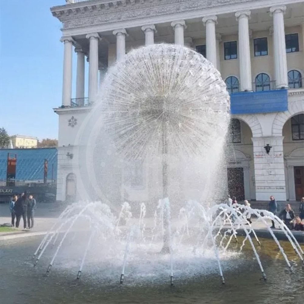 Dandelion With Dome Fountain - Galvanized Pipes & Fittings, Energy-Efficient L.E.D. Lighting Effects for Outdoor Elegance