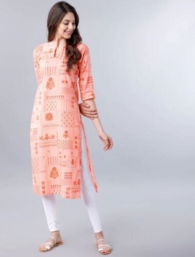 Washable Reena Peach Cotton Kurti