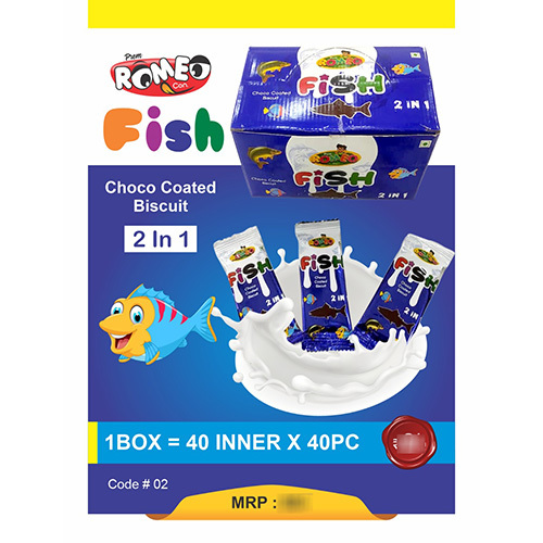 Fish Shape Chocolate Coated Biscuit Packaging: Box