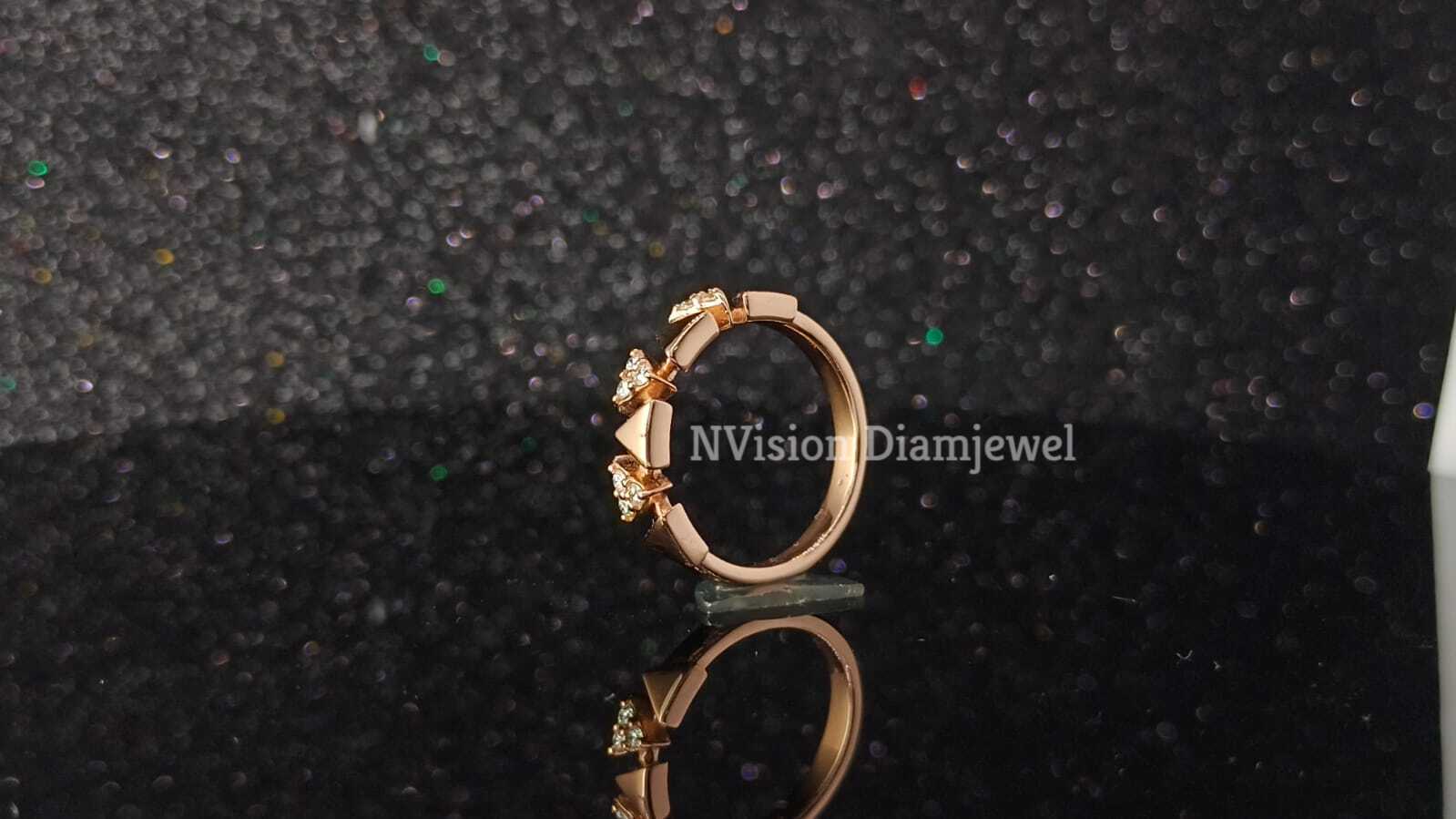 Rose Gold Natural Diamond Triplet Ring