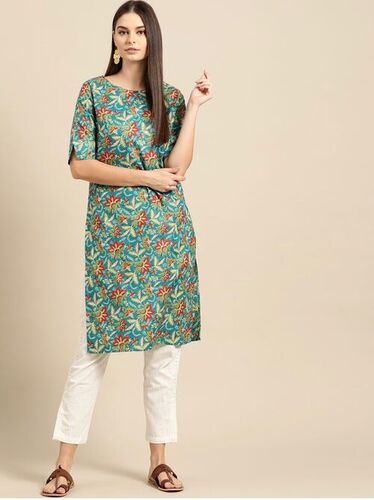 Reena Sky-Blue Cotton Kurti