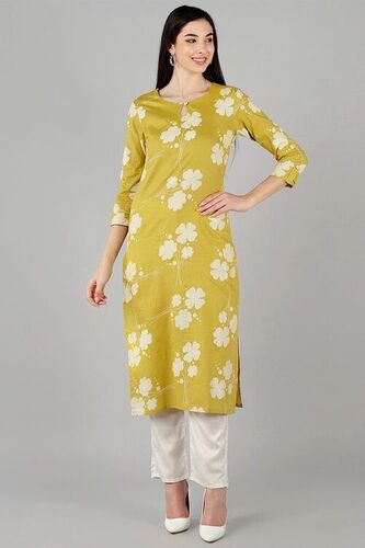 Reena Yellow Cotton Kurti