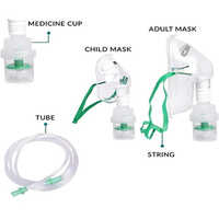 Nebulizer Mask Kit - PVC Material, Adult Size, Green Transparent Color | Disposable Use, Recommended for All, Clinical and Hospital Application