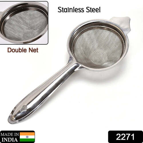 Silver Stainless Steel Double Net Tea Strainer