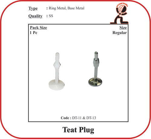 Comfortable To Use  And Hard In Quality Teat Plug - Ring Metal