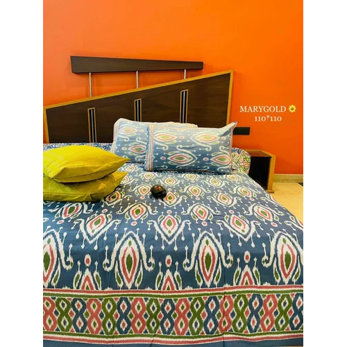 Hand Stitched Jaipuri Quilt With Cushion Cover
