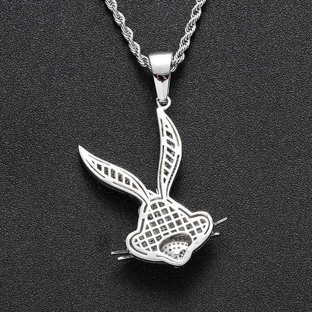 Bunny Diamond Pendant In Lab Grown Diamond 10k White Gold 2 inches