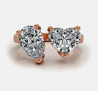 Diamond Engagement Ring In Heart And Pear Shape Lab Grown Diamond 14k Rose Gold 3 CT