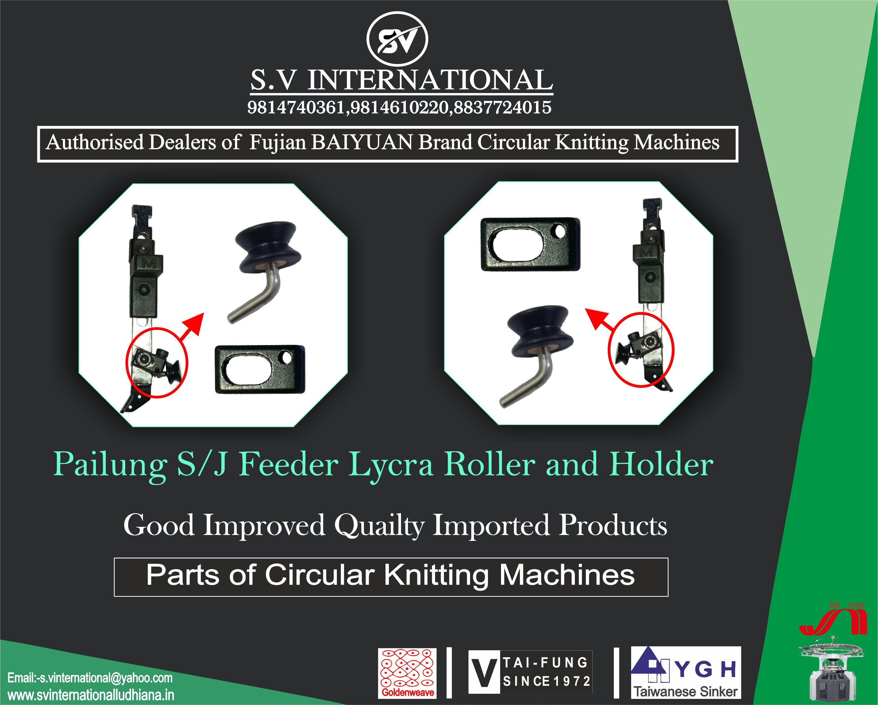 Pailung S/J Feeder Lycra Roller and Holder