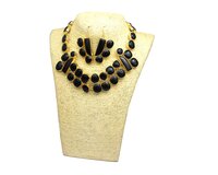 Natural Black Onyx Stones Gold Plated Earrings Necklace Set