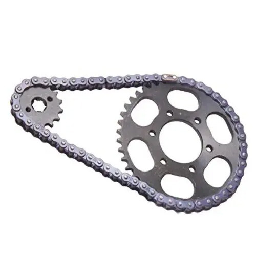 Iron Bike Chain Set - Iron Material, Roller Chain Design, Grey Color | Enhances Throttle Response, Improves Acceleration, Ideal for 2-Wheelers