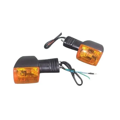 Motorcycle Indicator Light - Plastic, 12W Power, Black & Orange Color , Yellow Illumination for 2 Wheeler Vehicles