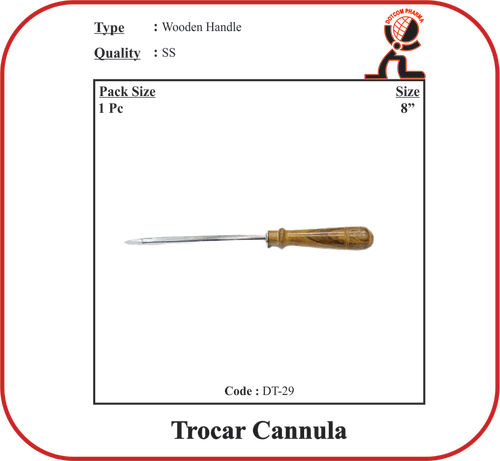 Trocar Cannula Wooden Handle - 8 Inch