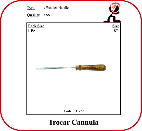 Trocar Cannula Wooden Handle - 8 Inch