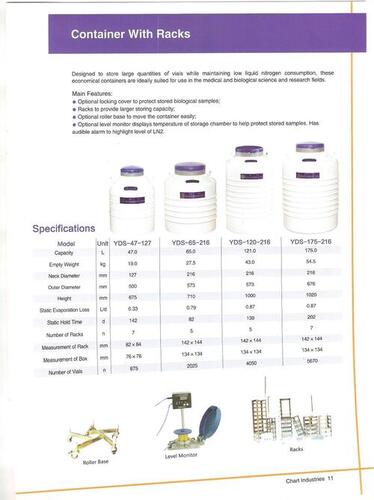 Chart Make Racks And Boxes Ln2 Containers - Usage: Industrial