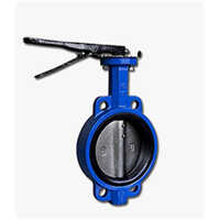 Wafer Type Lever Operated Butterfly Valve - Cast Iron, 40mm to 600mm Size, Blue and Black Color | Reduced/Full Port, V Port, Fire Safe Design, Round Shape, Painted Surface