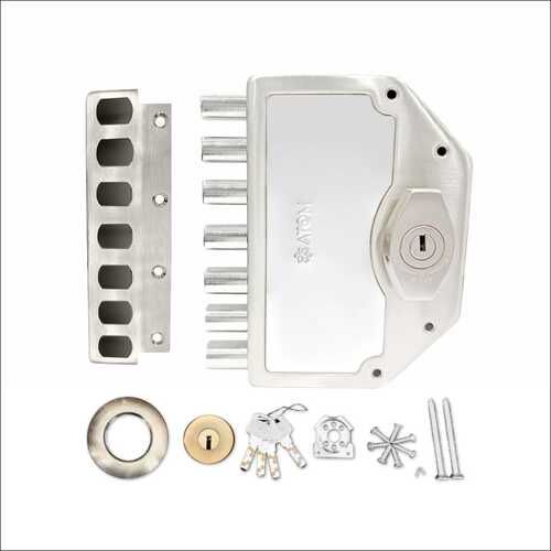 Steel Door Lock Silver Satin Finish 7 bolt BSK