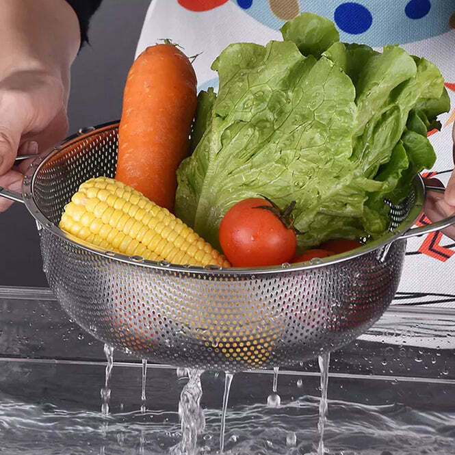 STAINLESS STEEL RICE VEGETABLES WASHING BOWL