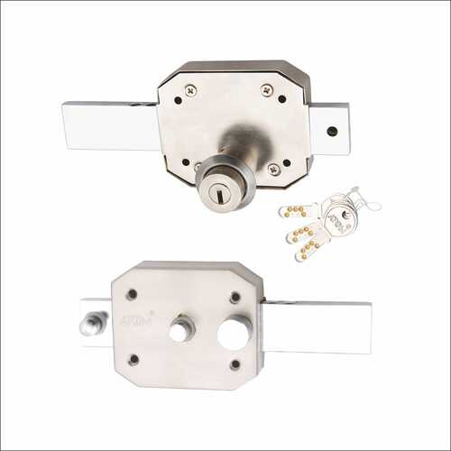 Steel Door Lock Silver Satin Finish Square Six Turn