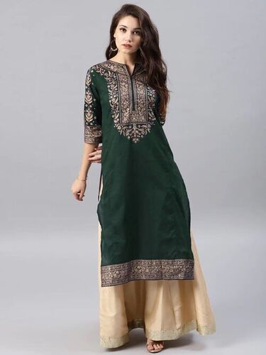 Washable Alisha Green Heavy Rayon Kurti