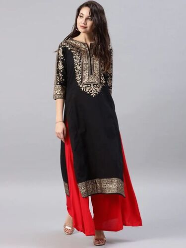 Alisha Black Heavy Rayon Kurti