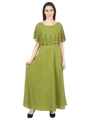 IC-10747 Oceanista Crepe Dress - Crepe Fabric, Lightweight, Red Color, Short Sleeve, A-line Style | Comfortable, Floral Cape, Perfect Fit, Versatile