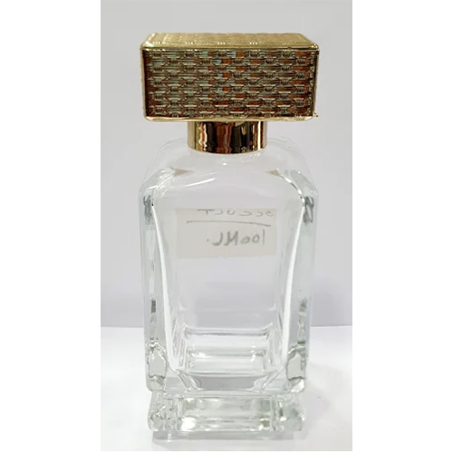 Glass Square Perfume Bottle - 100 ML Size | Transparent, Crown Cap Closure, Ideal for Oil Use