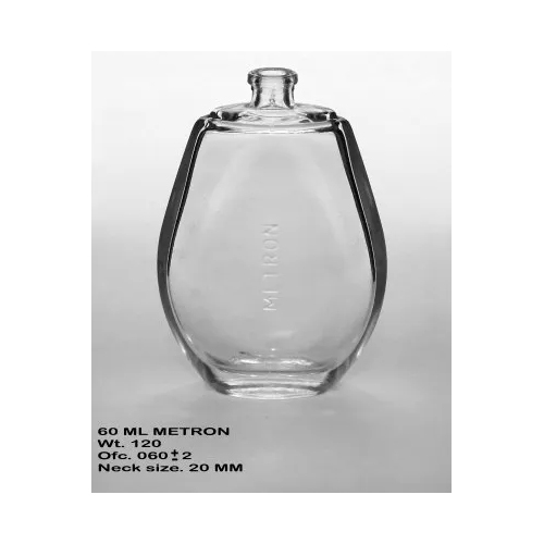 Glass Perfume Bottle - 60 ml Oval Shape | Transparent Glass, Crown Cap Sealing for Oil Use
