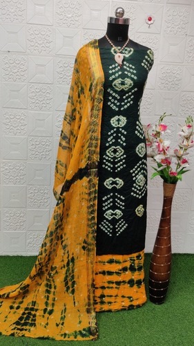 Hanni Green Heavy Cotton Dress Material