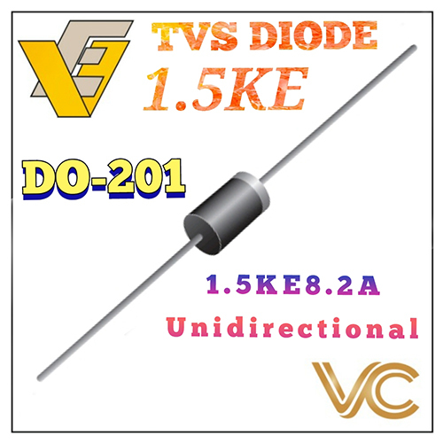 1.5KE8.2A 8V2A 1500W TVS Unidirectional Diode - Gray | Industrial Applications, Efficient Overvoltage Protection