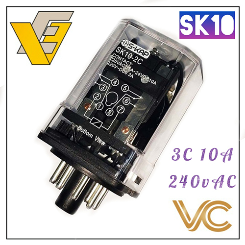 S-KAP SK-10 10A 3C 240VAC Plug-In Relay