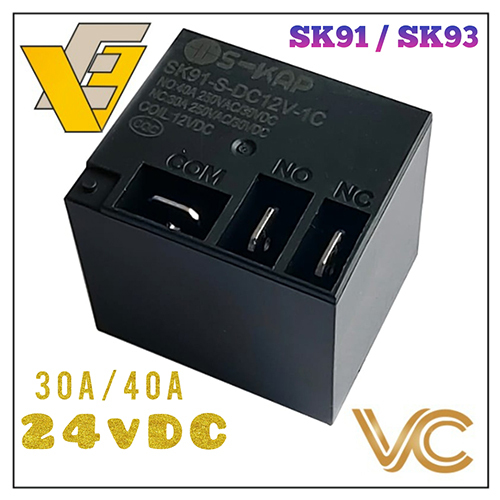 S-KAP SK91-SK93 24VDC Power Relay - Black | Industrial Application, Reliable Switching Performance, Versatile Connectivity