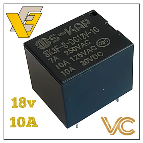 S-KAP 18V 10A SK3F-S-DC18V Sugarcube Relay - Black, Rated Voltage 30-250V | Industrial Application, Reliable Performance in Various Environments