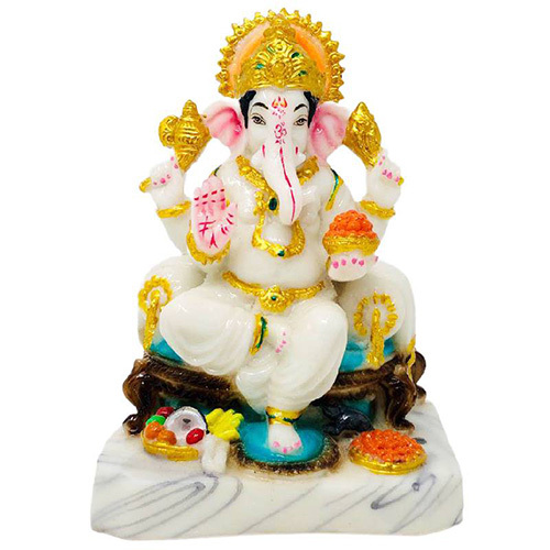 7 Inch Ganesh Ji Statue - Durable PVC Material Available in Different Sizes | Indian Regional Style Elegant Religious Decor