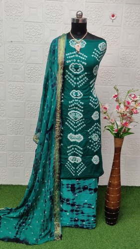 Hanni C-Green Heavy Cotton Dress Material