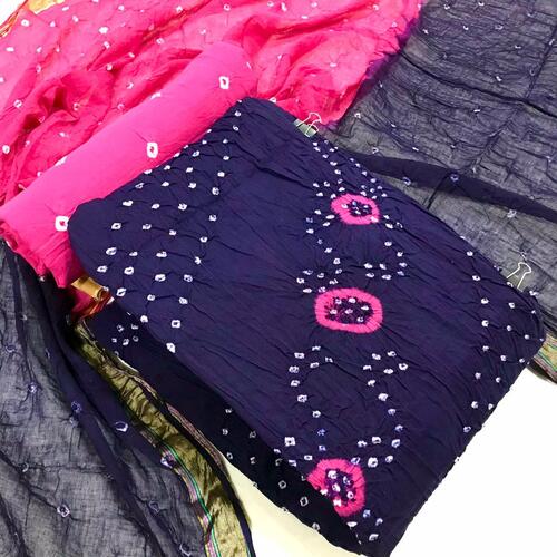 Meera Navy Blue Cotton Dress Material
