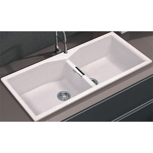 White 45 Into 20 Inch Quartz Kitchen Sink Installation Type: Deck Mounted