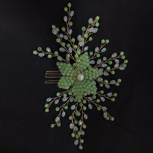 Green Pearl Hair Brooch