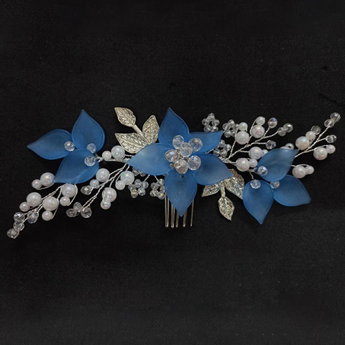 Blue Floral Hair Brooch