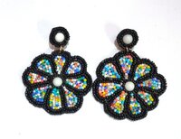 Beaded Earrings - Seed Beads, 2cm Diameter, Multicolor | Handmade, Floral Style, Lightweight, Durable, Elegant Design