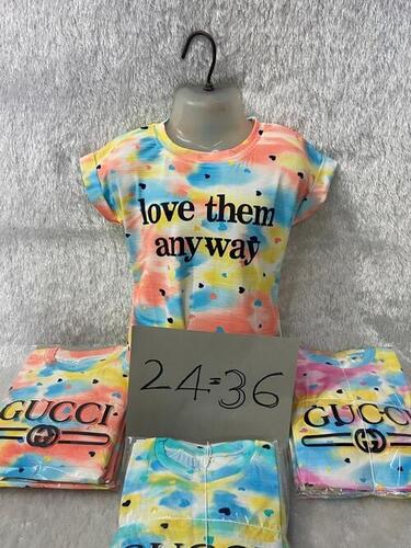 PRINTED TOPS - Cotton Blend, Sizes: S, M, L, XL | O-Neck, Short Sleeves, Cool-In-Cool 4 Way Printed Design for Female Fashion