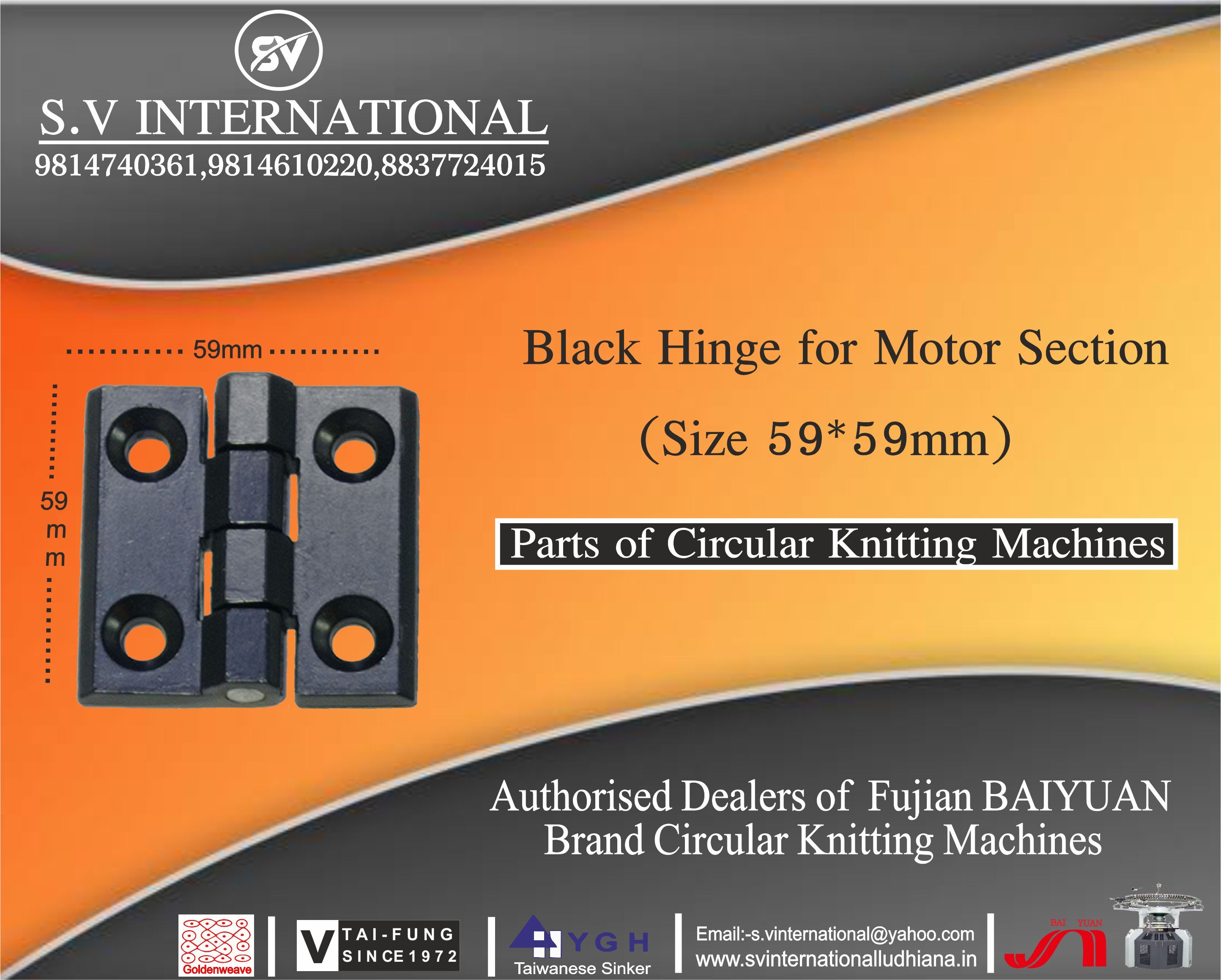 Black Hinge for Motor Section Size 59-59