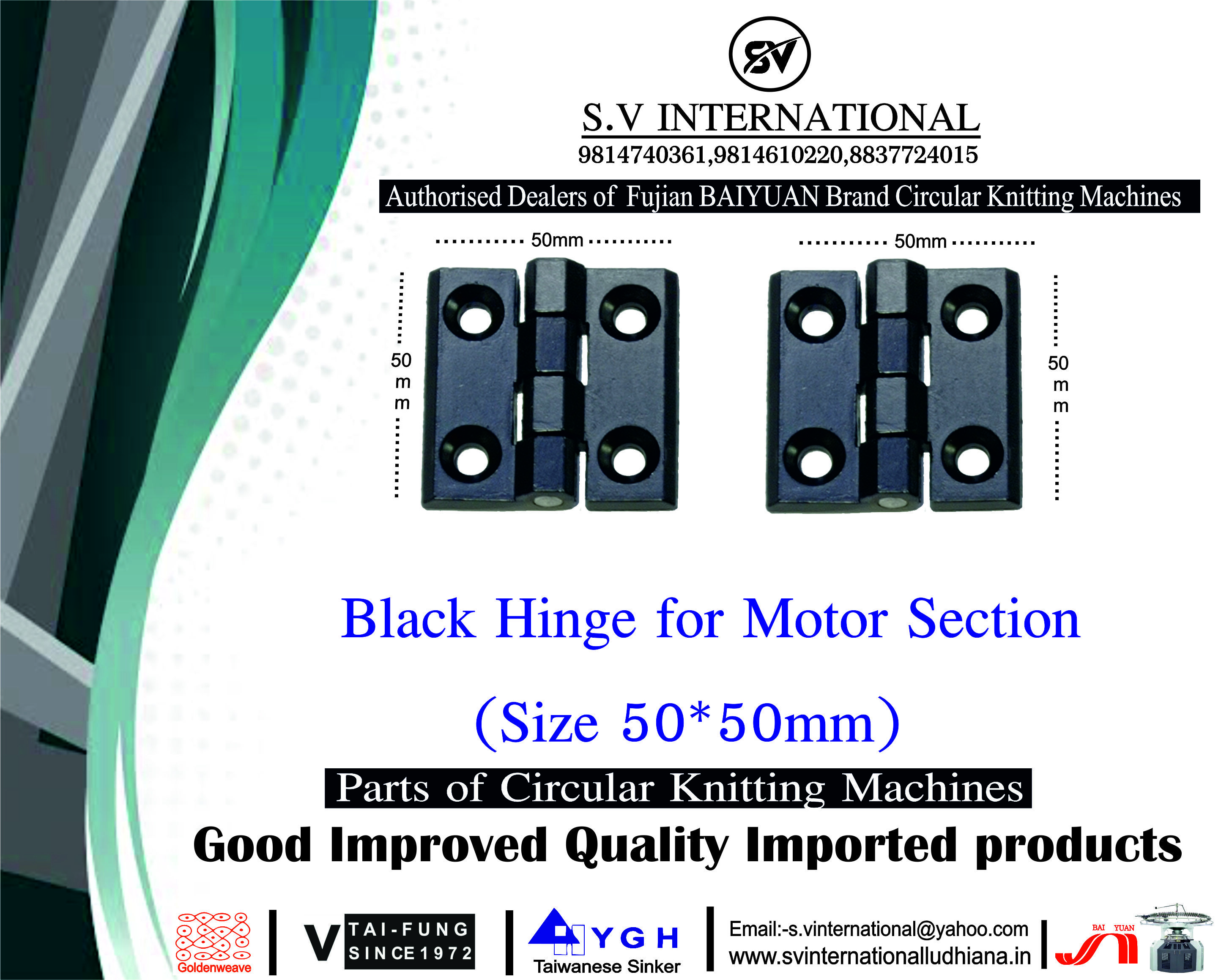 Black Hinge For Motor Section (Size 50-50 MM)
