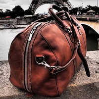 Brown Leather Luggage Bag Gender: Unisex